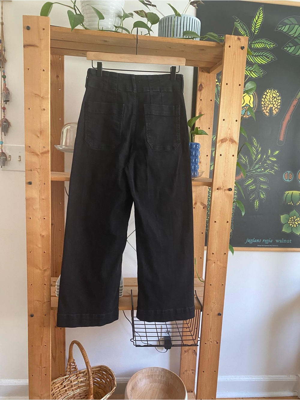 Anthropologie Maeve Colette Washed Black Denim Wide Leg Cropped Jeans 27 - Picture 7 of 15